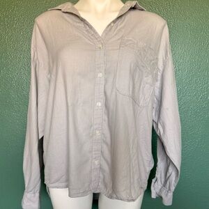 Target A New Day Light Grey Long Sleeve Button Up Top Collared Shirt